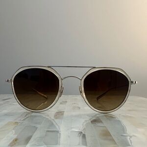 SALT. Optics Classic Round Metal Sunglasses in Brown Gradient